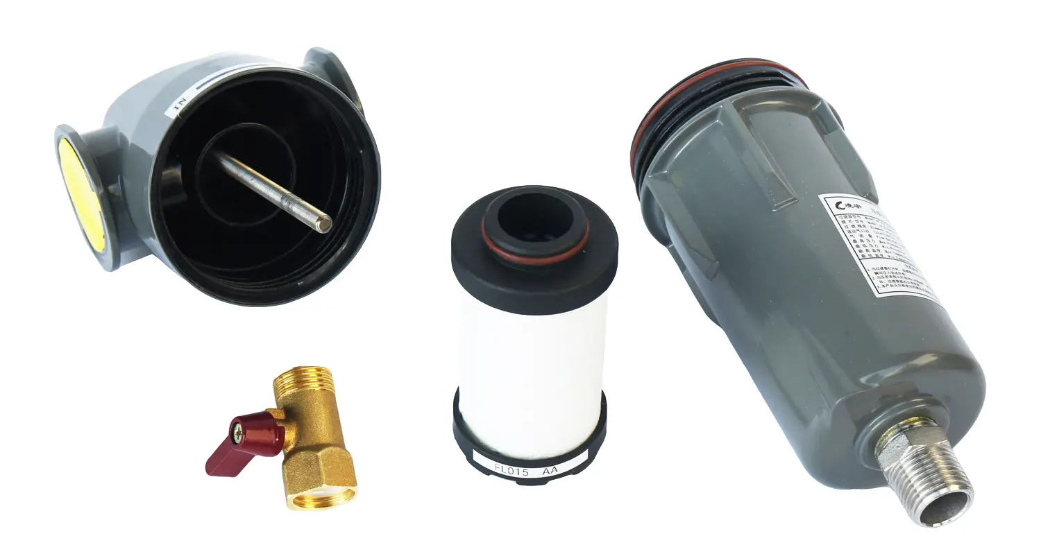 compressor dryer filter with manual drain valve